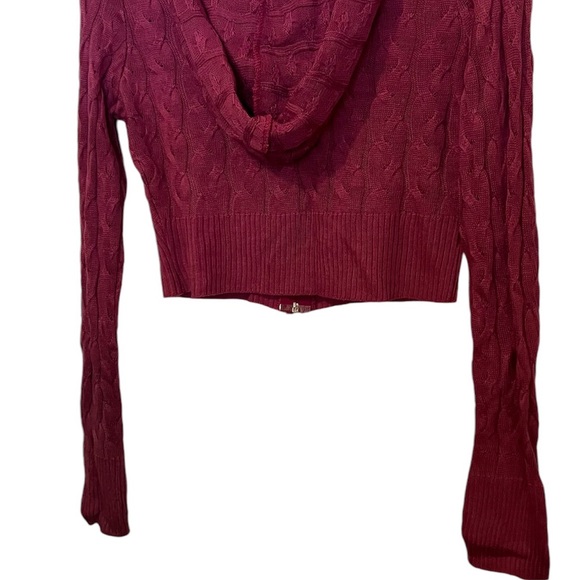 Baby Phat 𝘉𝘦𝘳𝘳𝘺 𝘉𝘶𝘳𝘴𝘵 Cropped Zip up knit Hoodie-Blush Pink - Picture 6 of 9